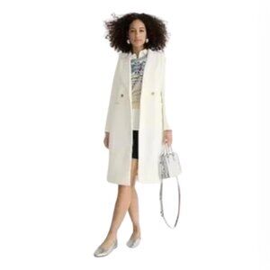 NWT JCrew Mirabelle Top Coat Womens 4 Ivory Cream Italian Wool Cashmere BM546